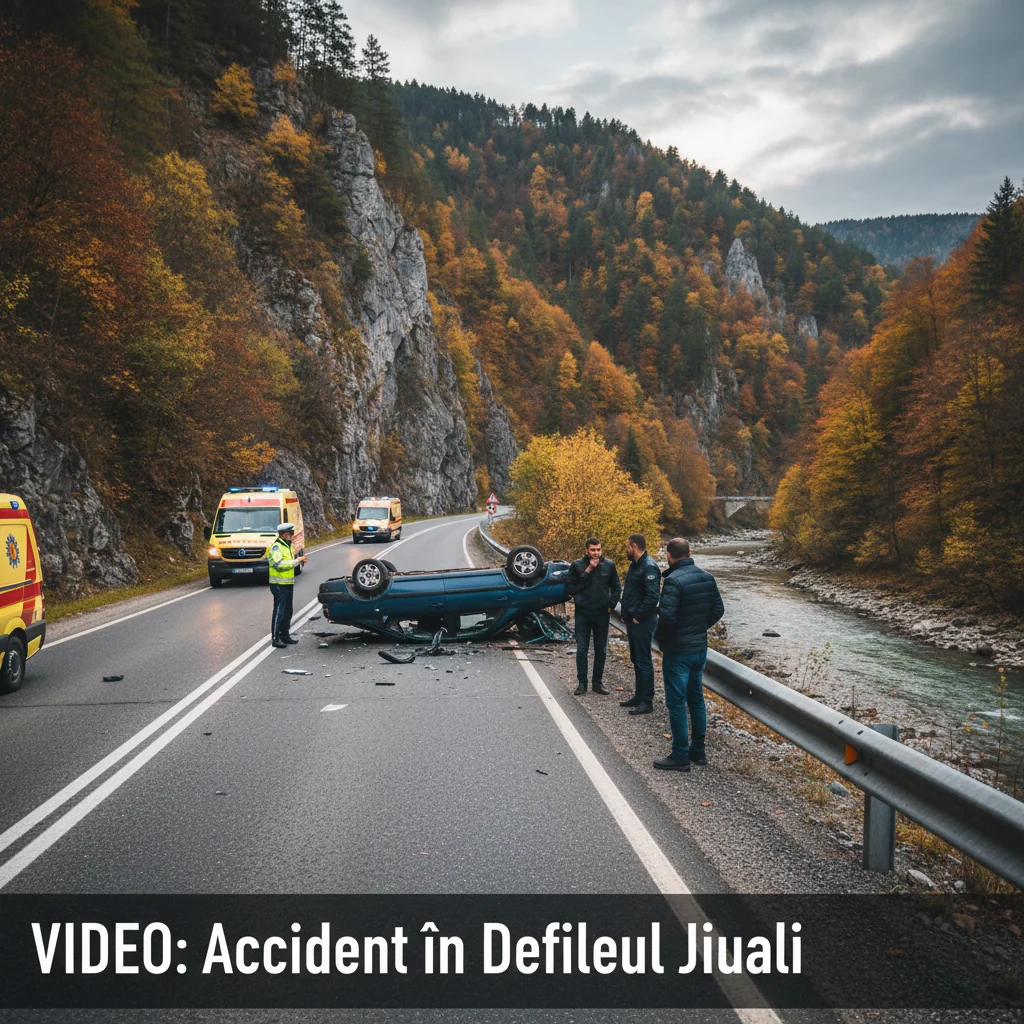 Accident grav în Defileul Jiului surprins în video