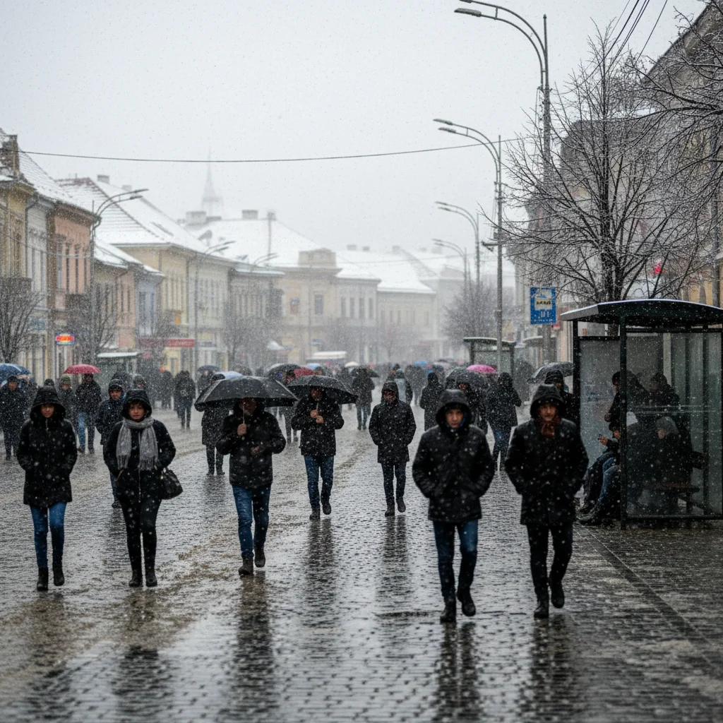 ANM anunță alertă meteo de ploi, lapoviță și ninsoare până duminică în zona noastră