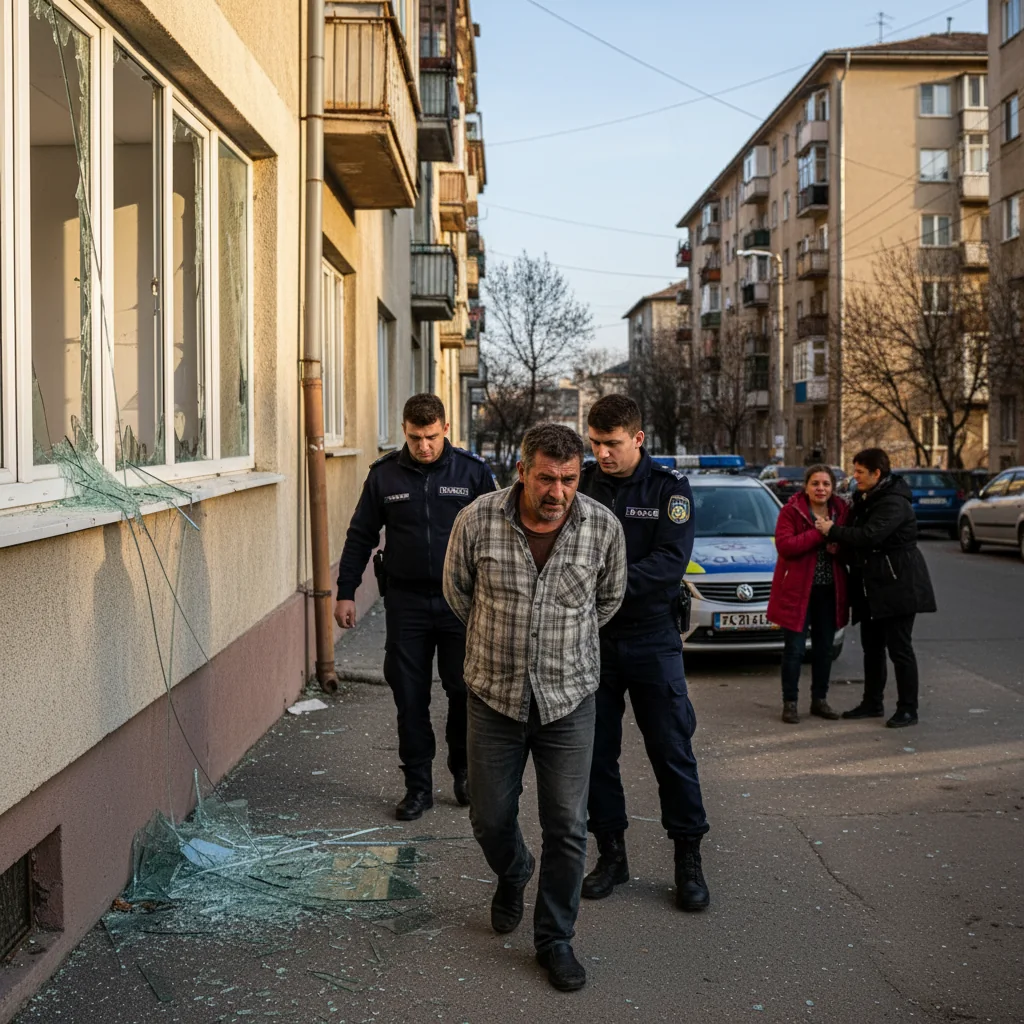 Bărbat de 28 de ani reținut la Târgu Jiu după agresarea soției și distrugerea unor geamuri