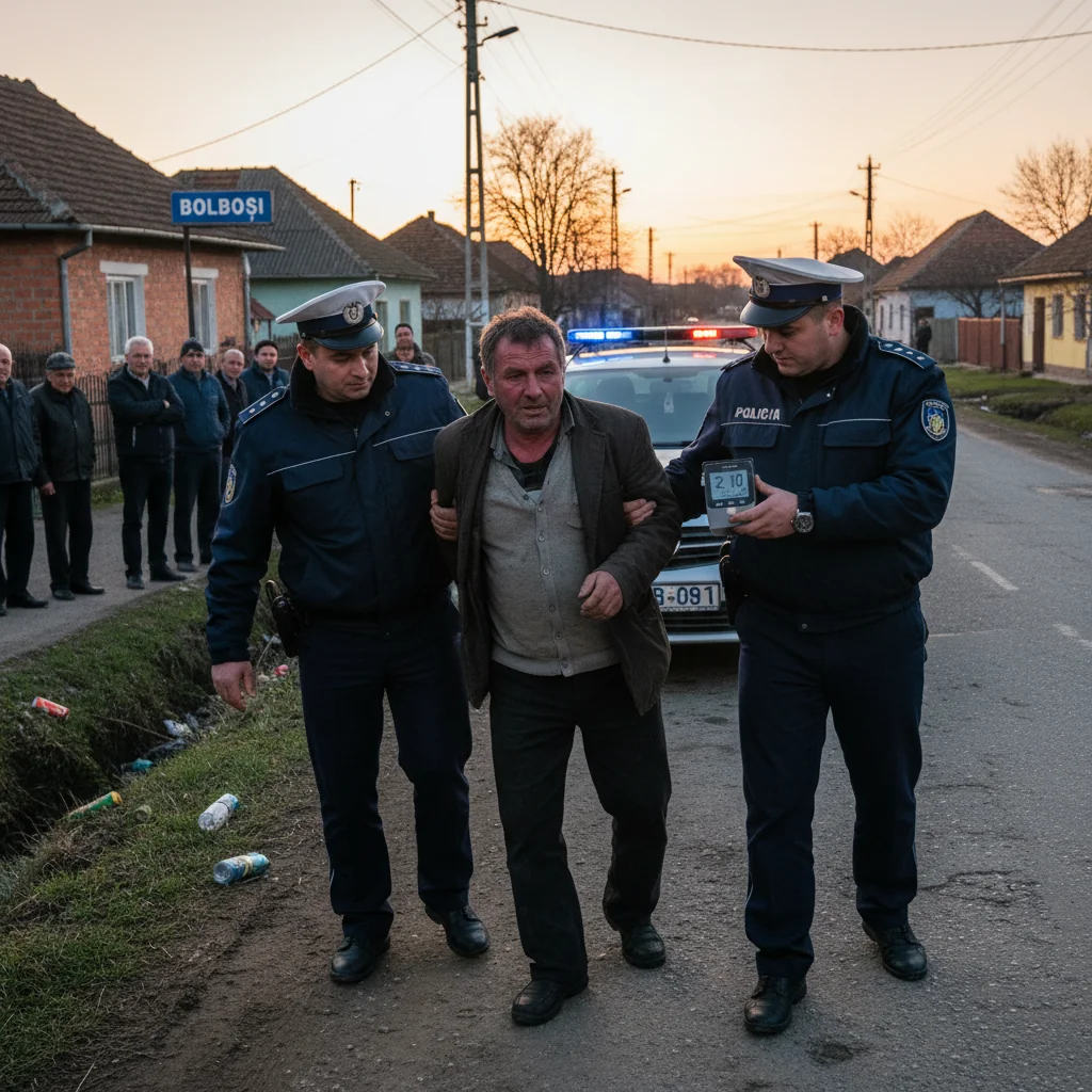 Bărbat din Bolboși prins conducând fără permis și cu alcoolemie record la volan