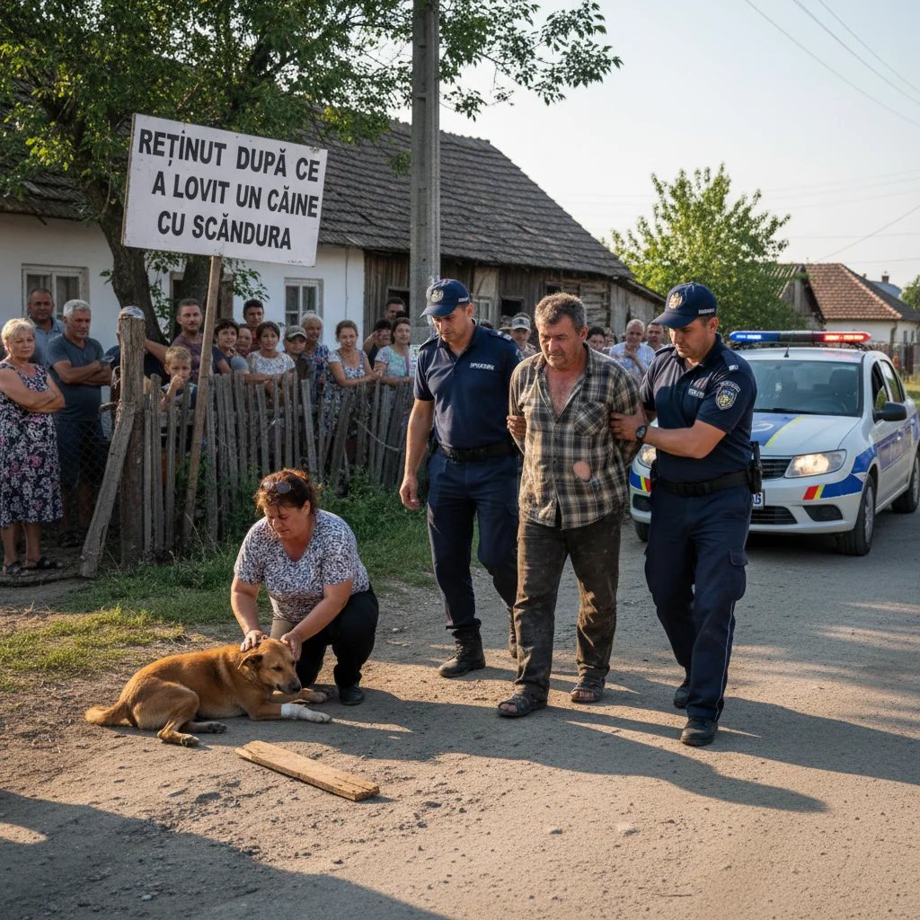 Câine lovit cu scândura, bărbat reținut de poliție