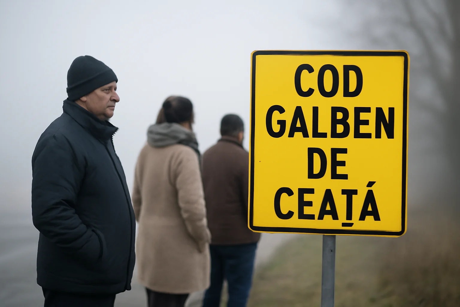 Cod galben de ceață în Târgu Jiu și județul Gorj, cu vizibilitate redusă pe șosele