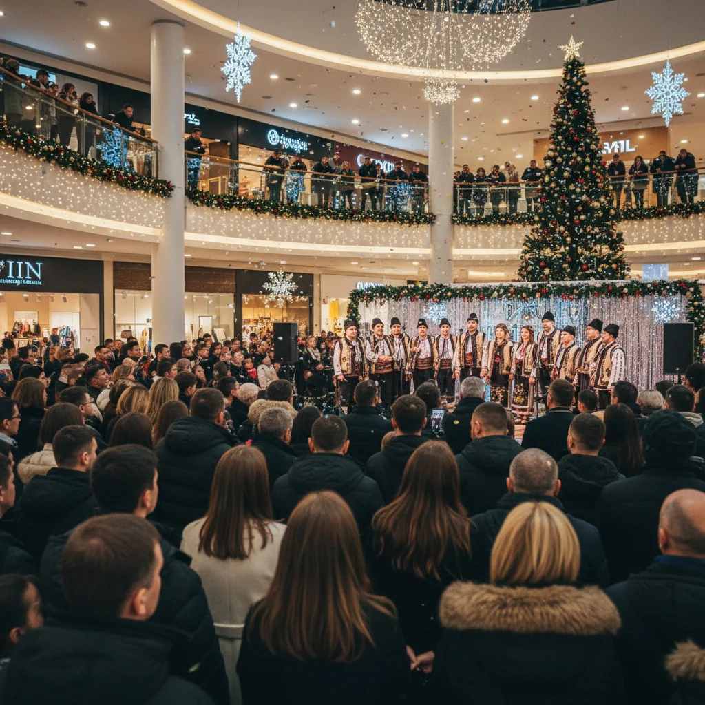 Concert de colinde live la mall-ul din Târgu Jiu, eveniment de Crăciun
