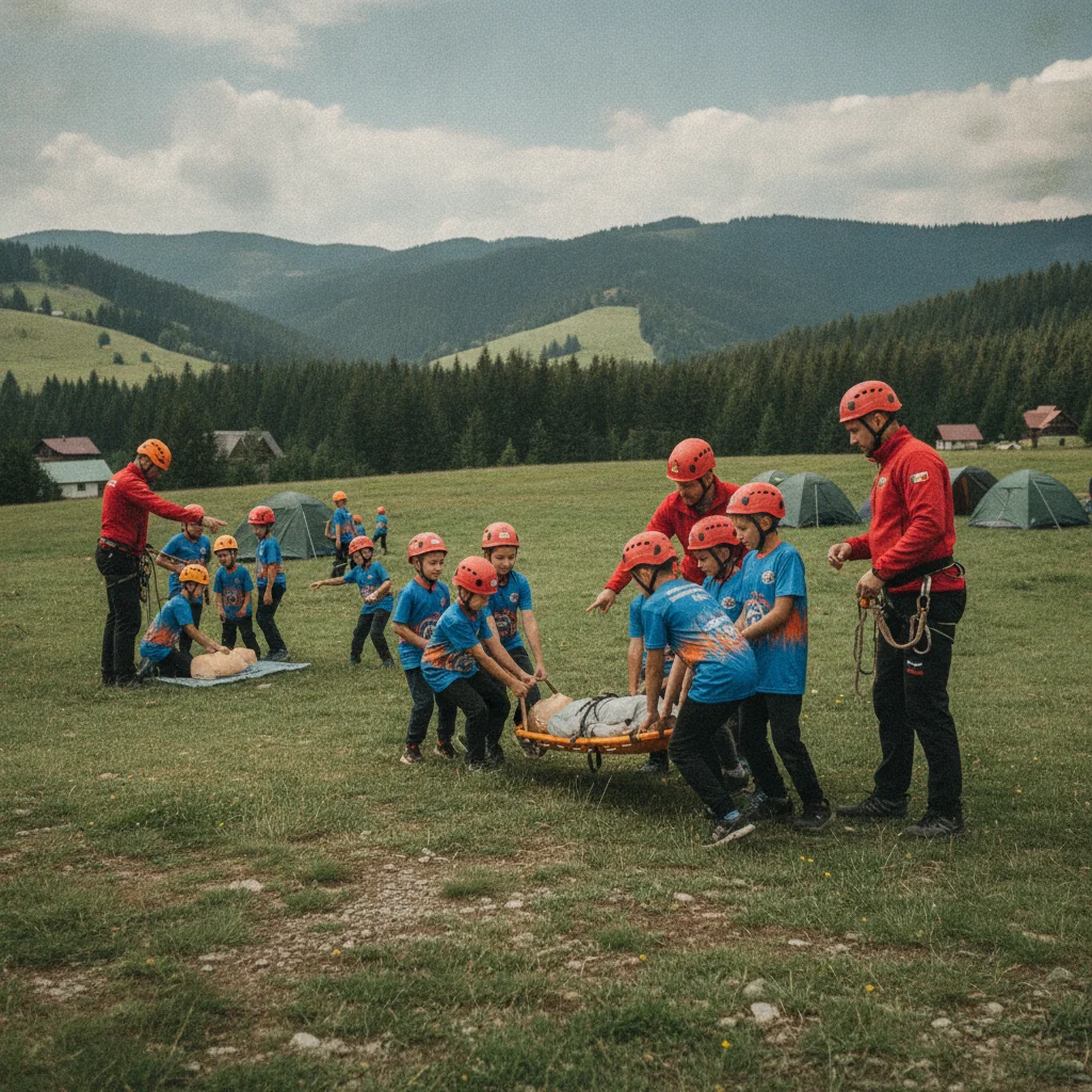 Copii din tabere, vizită educativă la Salvamont Rânca