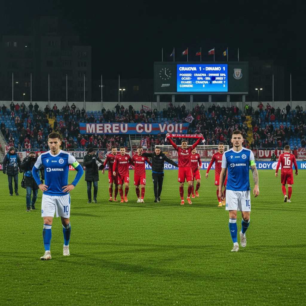 Craiova domină la capitolul statistici, dar ratează victoria cu Dinamo