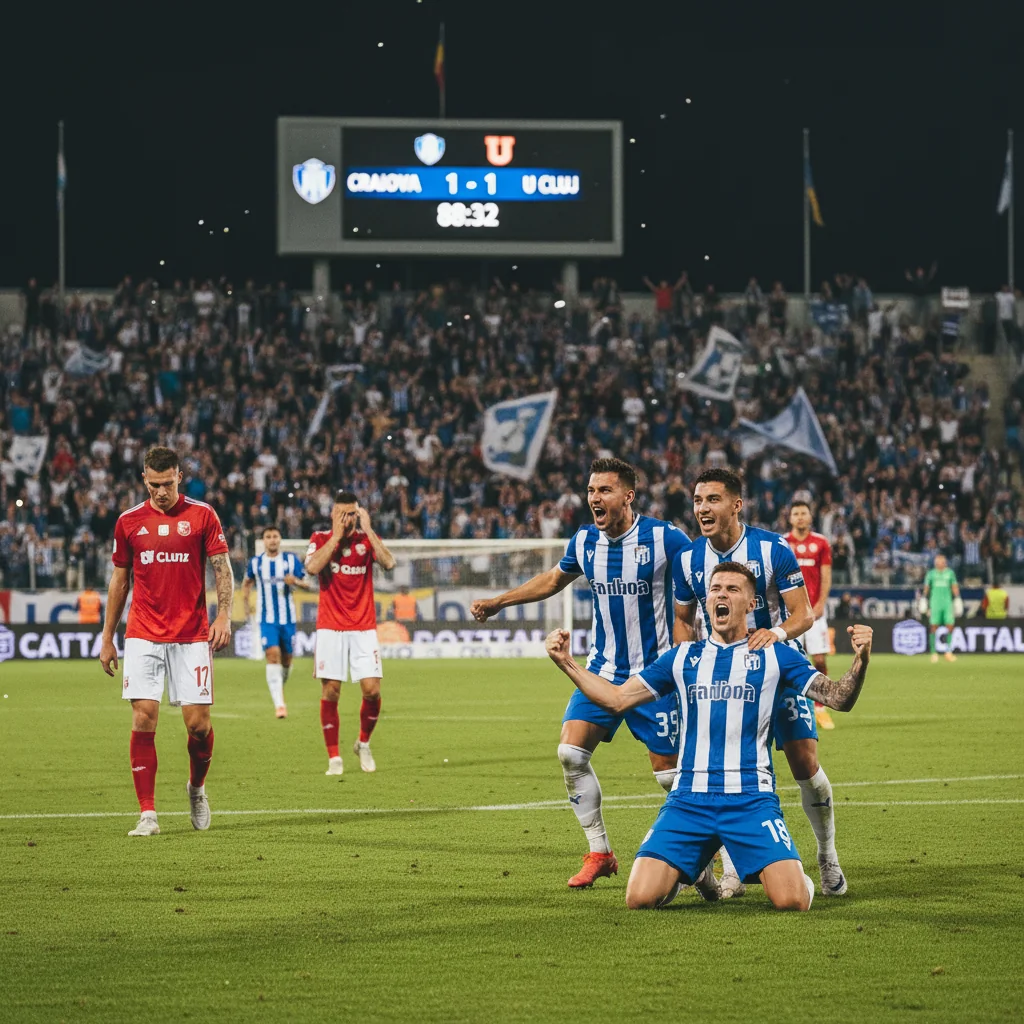 Craiova egalează pe ,,U Cluj după o revenire spectaculoasă