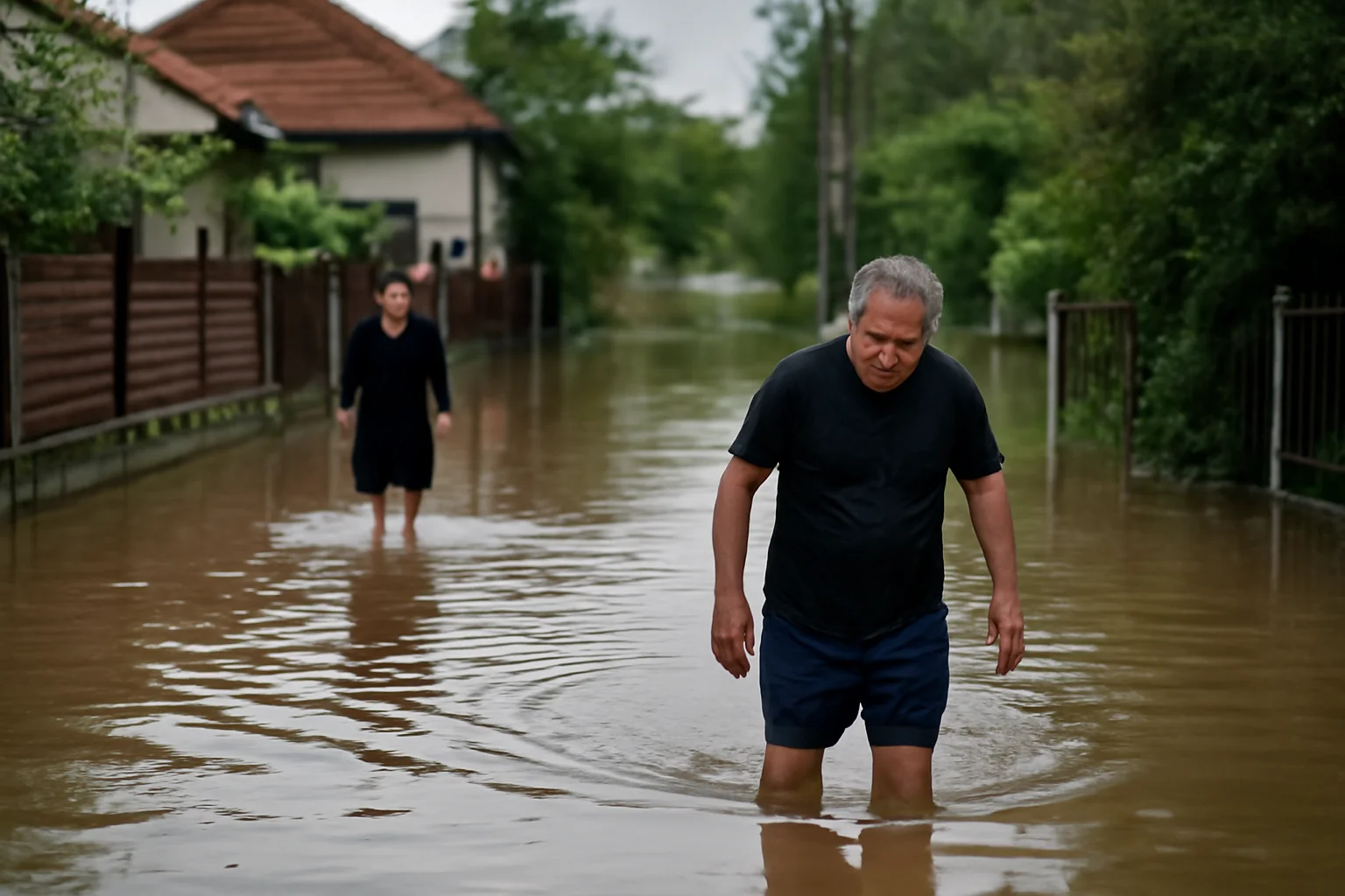 Curți inundate în Târgu Jiu după ploi torențiale pe 27 ianuarie