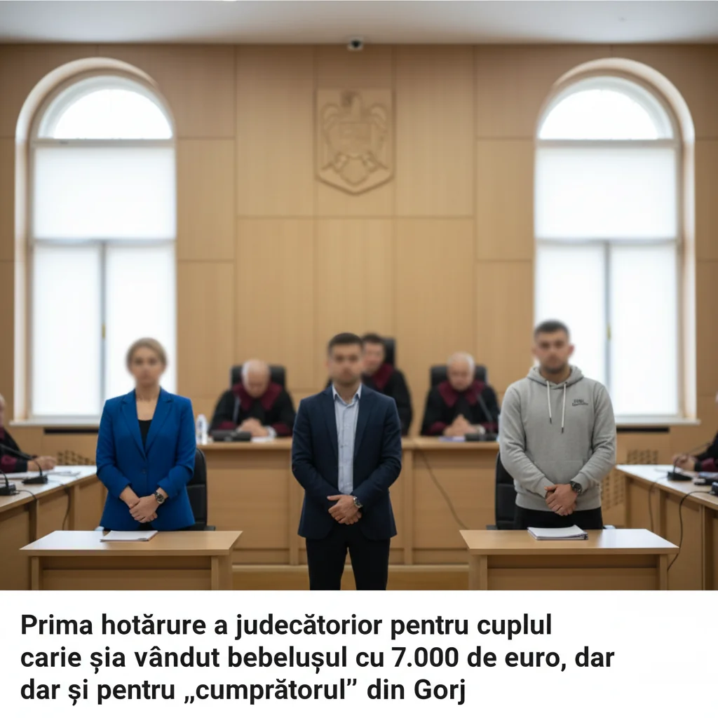 Decizia instanței în cazul soților acuzați că au înstrăinat nou‑născutul pentru 7.000 de euro și a bărbatului din Gorj care l-ar fi cumpărat