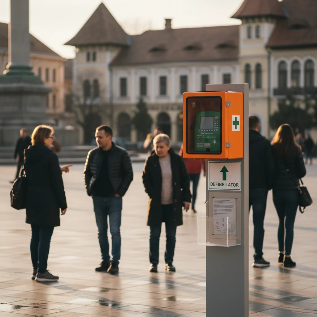 Defibrilator instalat în Piața Centrală din Târgu Jiu