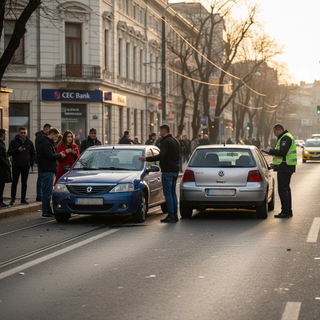Două autoturisme implicate într-un accident rutier ușor pe strada Victoriei din Târgu Jiu