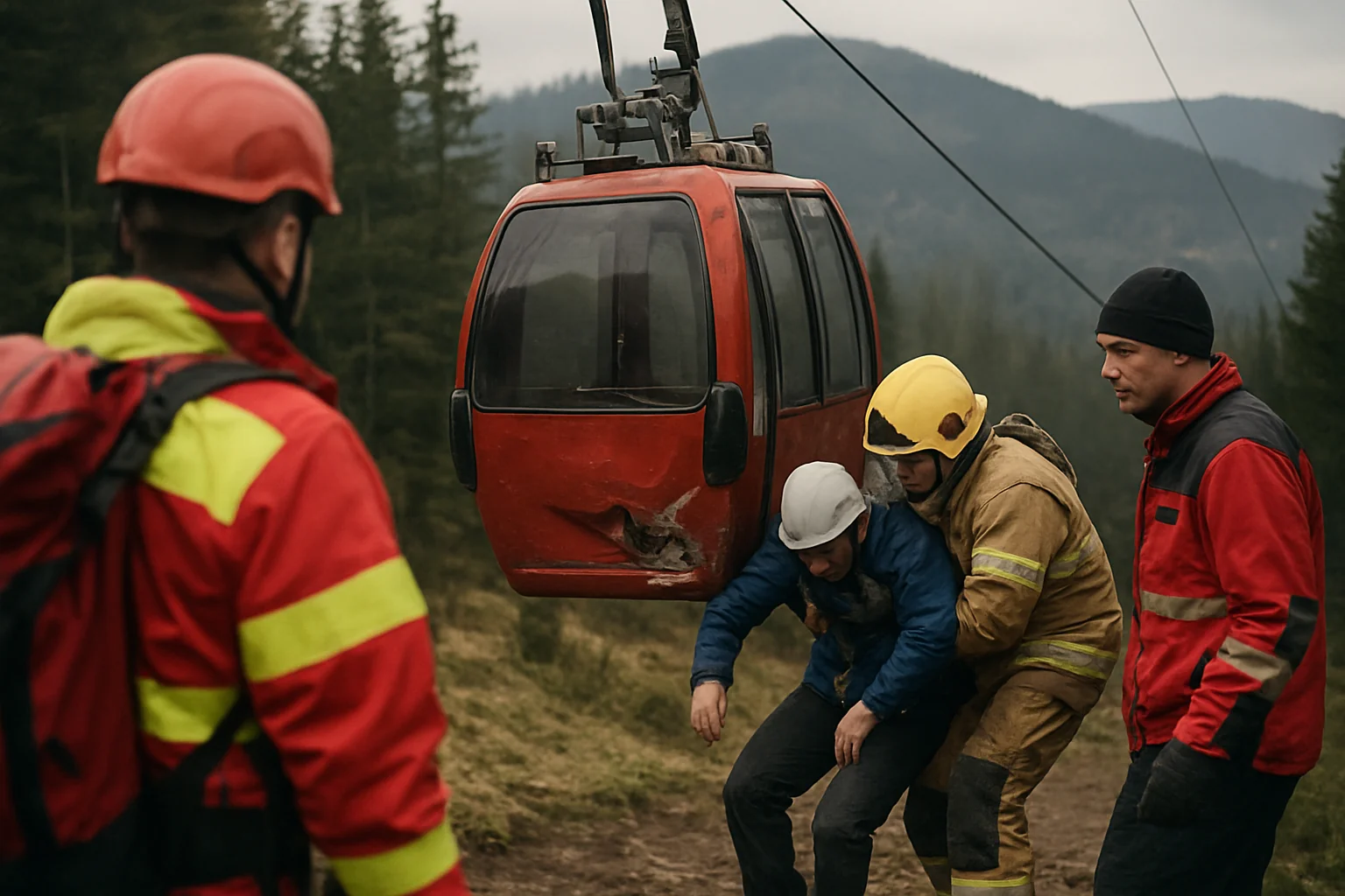 Două intervenții montane, inclusiv la telecabină
