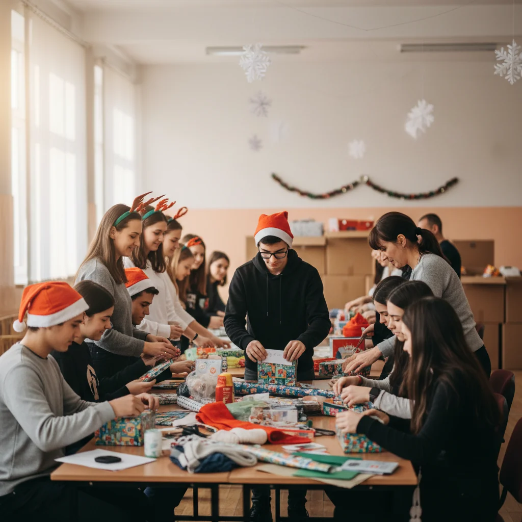 Elevi și profesori voluntari au pregătit cadouri pentru persoanele vulnerabile de sărbători