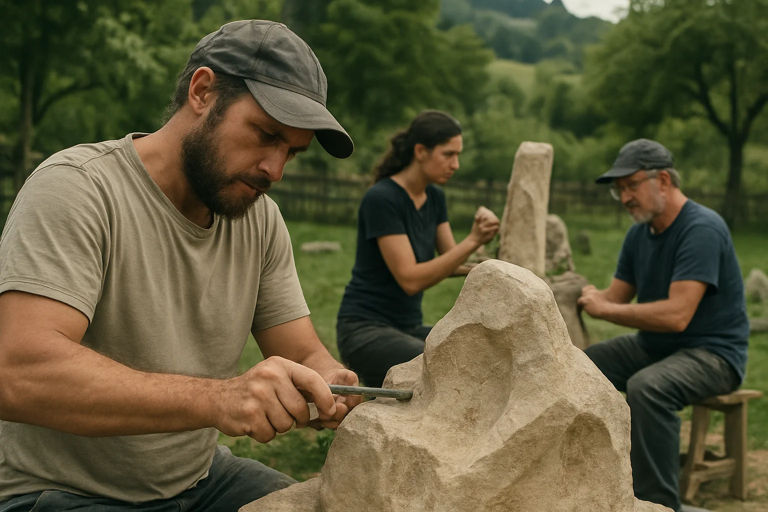 Hobița găzduiește tabără internațională de sculptură