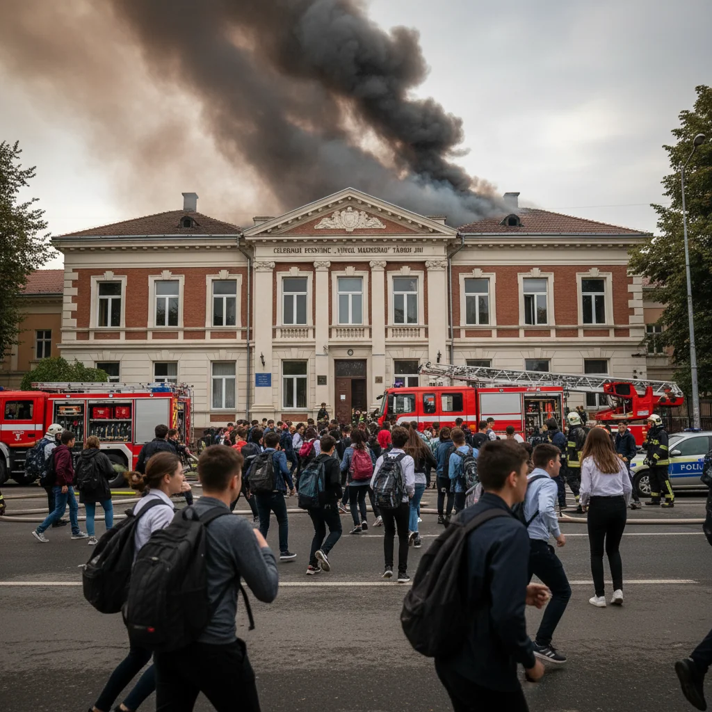 Incendiu la Colegiul Economic „Virgil Madgearu” din Târgu Jiu, elevii evacuați în siguranță