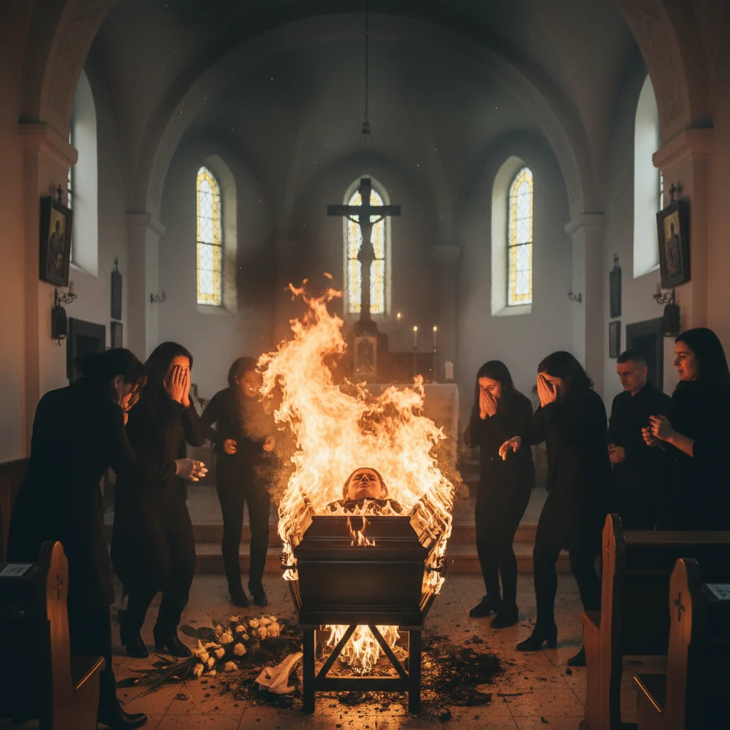 Incendiu la o capelă din Târgu Jiu: sicriu cu o femeie decedată, cuprins de flăcări