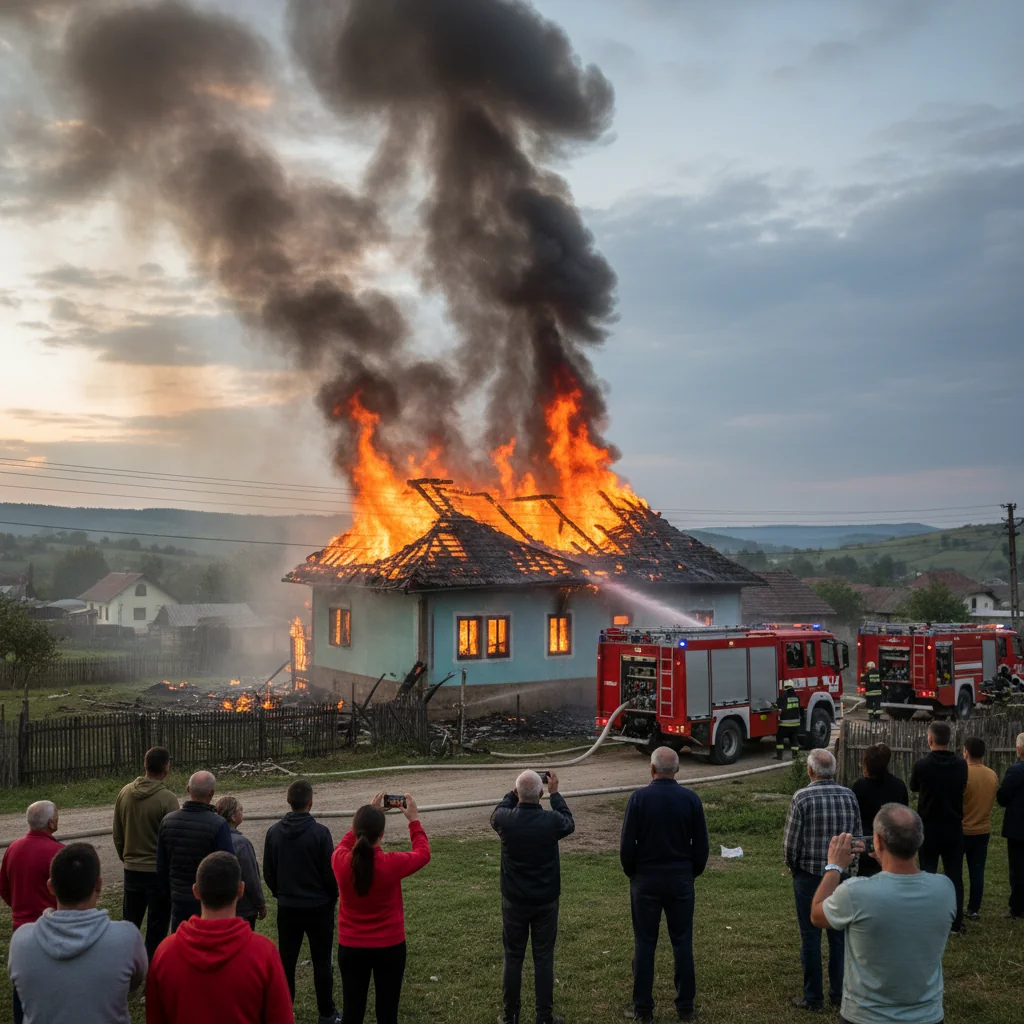 Incendiu puternic la o locuință din satul Bâlta, comuna Runcu
