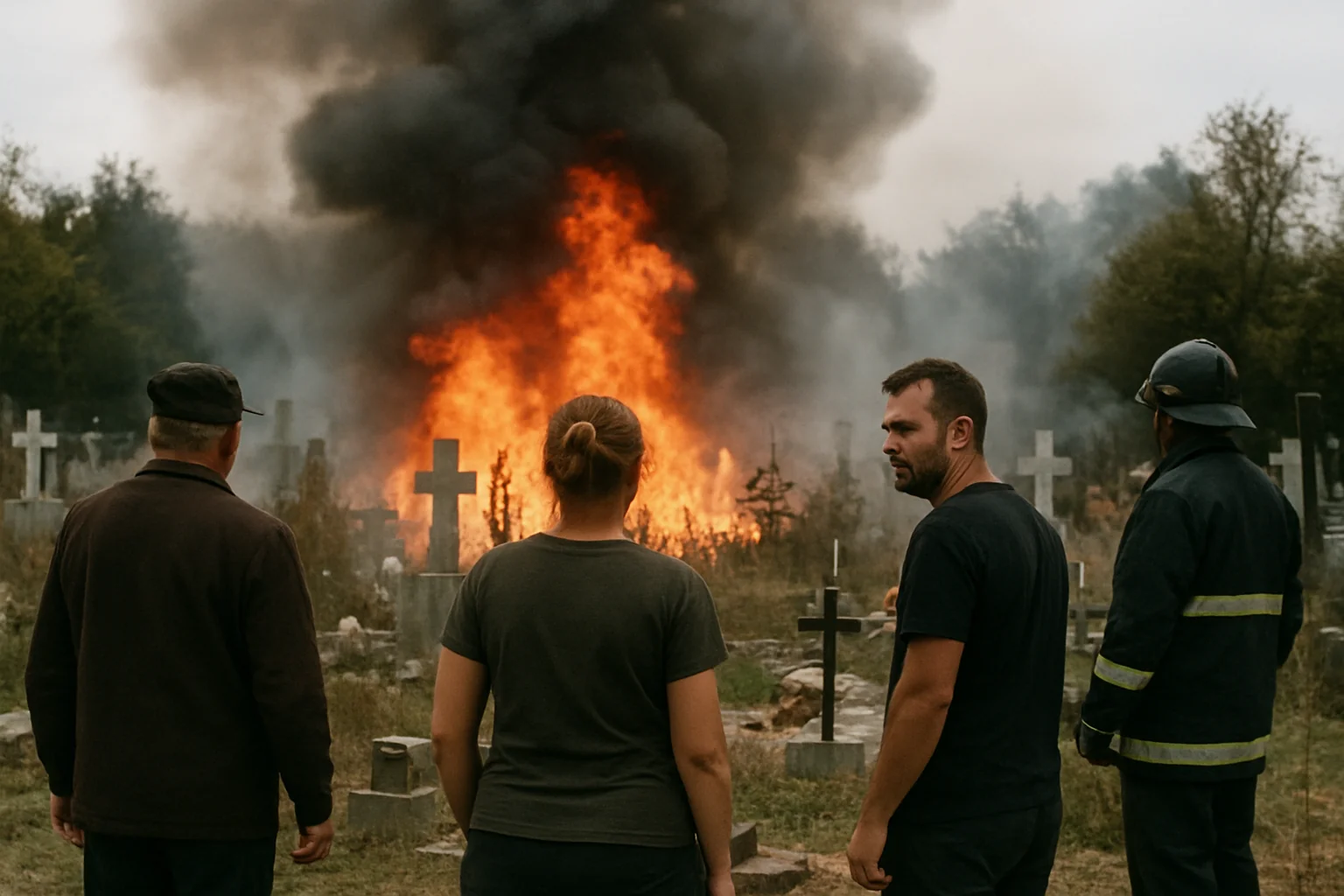 Incendiu stins de jandarmi în cimitirul din Licurici