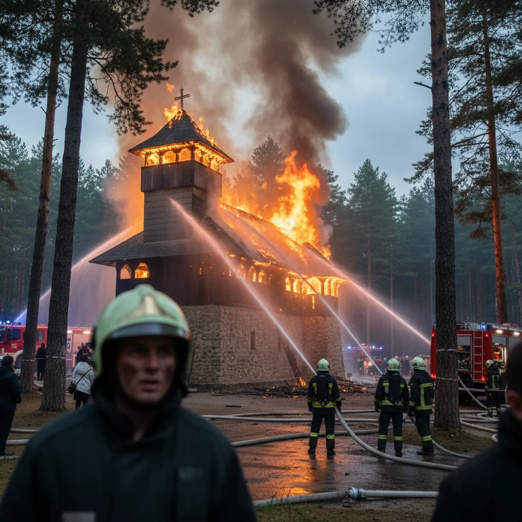 Intervenție a pompierilor din Târgu Jiu la un incendiu la Mănăstirea Strâmba‑Jiu