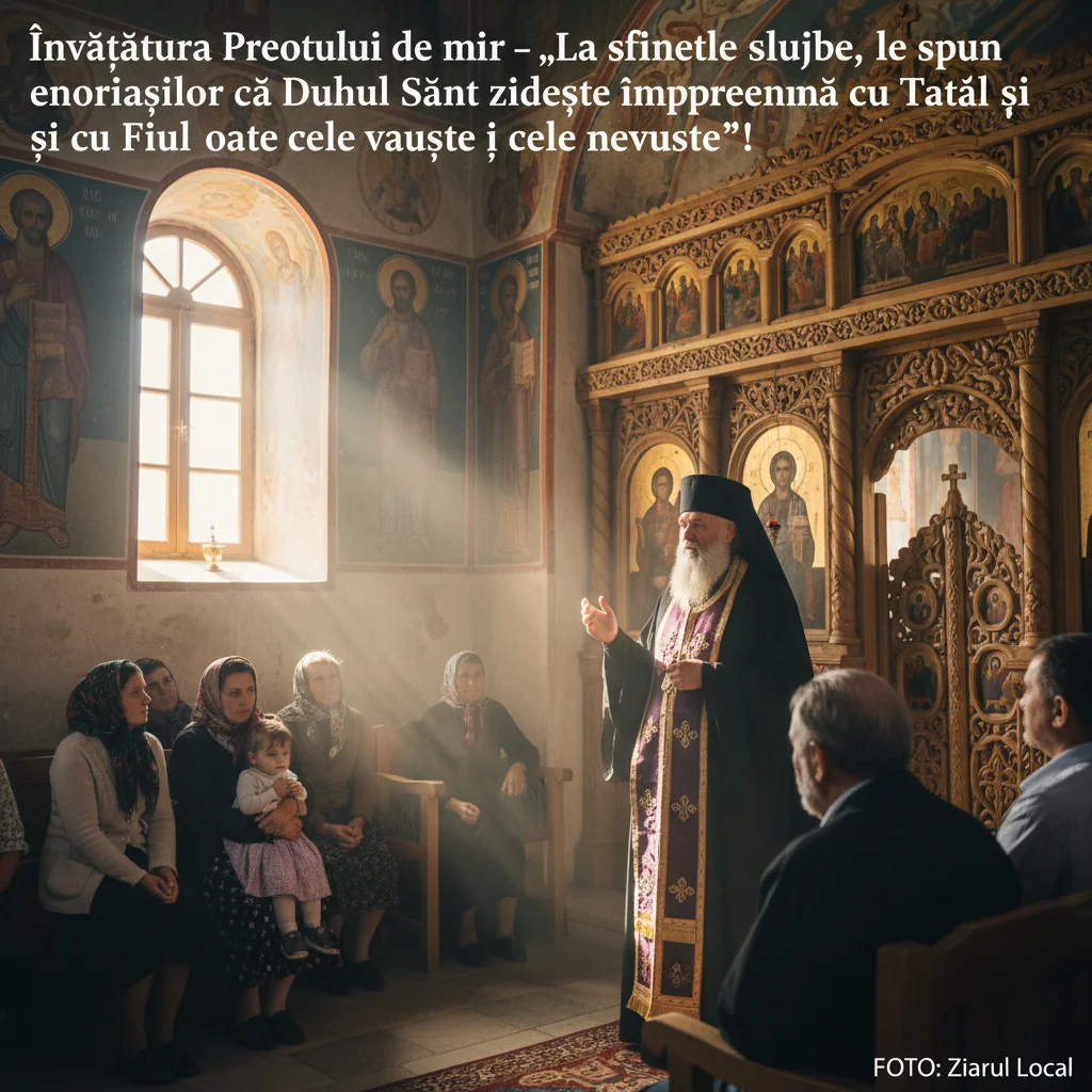 la slujbe, le amintește credincioșilor despre lucrarea Duhului Sfânt împreună cu Tatăl și Fiul în toată creația văzută și nevăzută