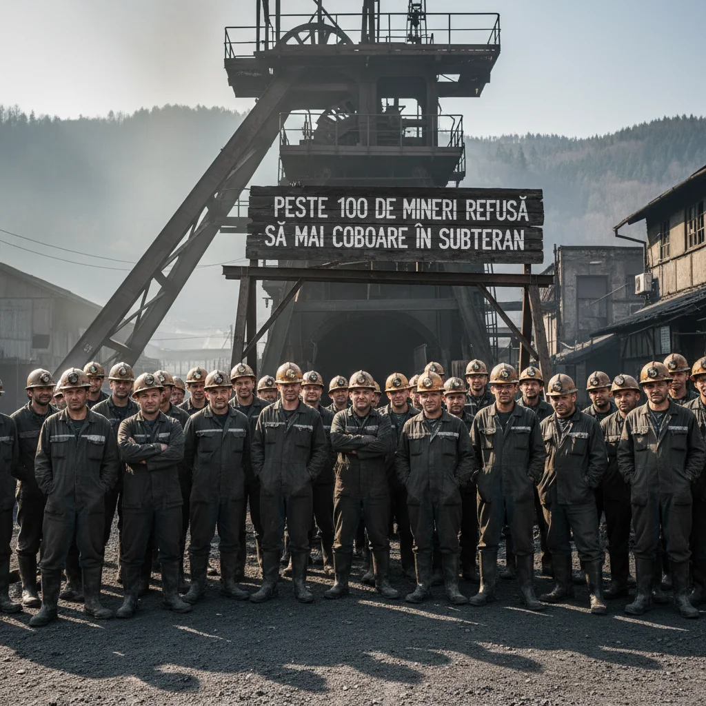 Minerii refuză să coboare în subteran: peste 100 de protestatari