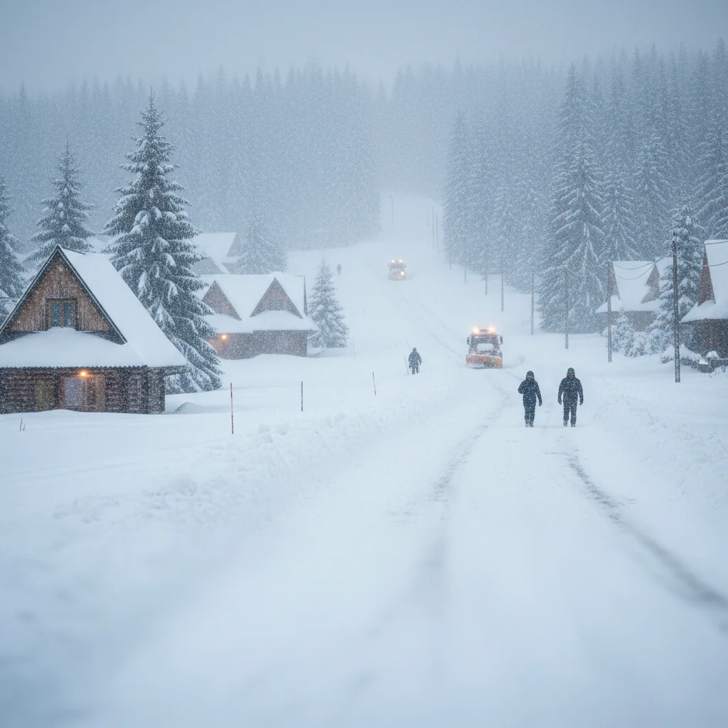 Ninsoare Puternică și Abundentă la Rânca - Vezi Ultimele Actualizări Meteo