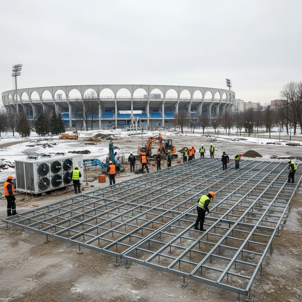 Patinoar nou montat în zona centrală a municipiului Târgu Jiu, lângă Stadionul Municipal