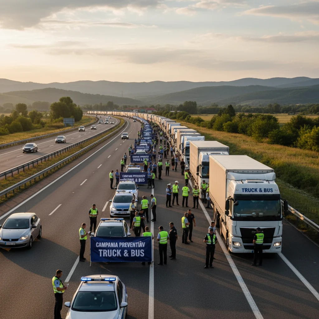 Peste 500 de camioane și autobuze verificate în Gorj în cadrul campaniei preventive Truck & Bus