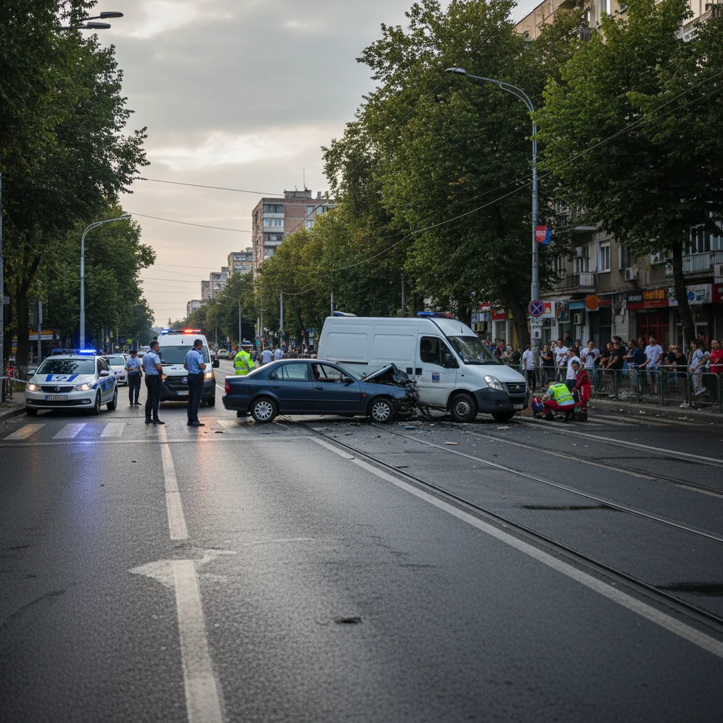 Pieton acroșat de un autoturism pe Bulevardul Ecaterina Teodoroiu din Târgu Jiu