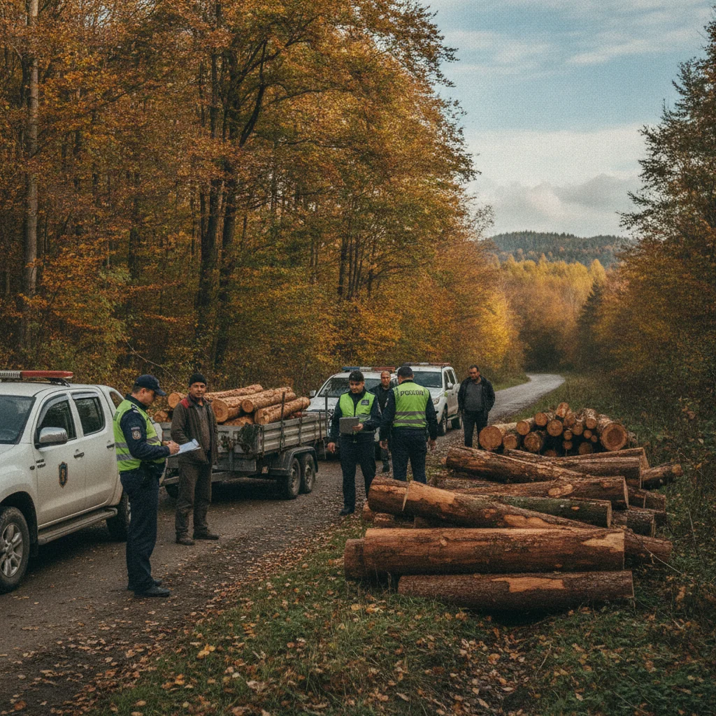 Poliția Novaci a confiscat 3,39 mc de lemn și a aplicat amendă de 5.000 lei