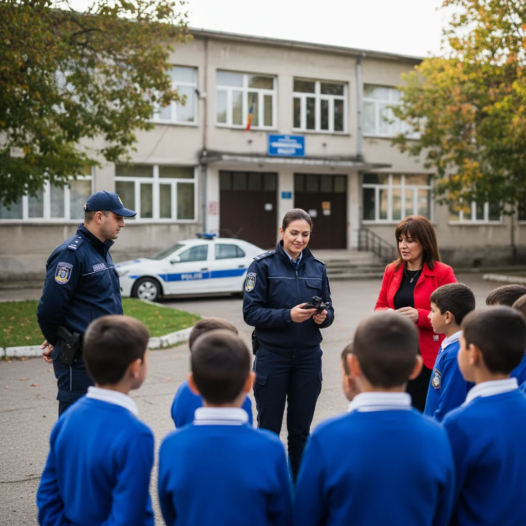 Polițiștii desfășoară o acțiune surpriză la școala din Bălești