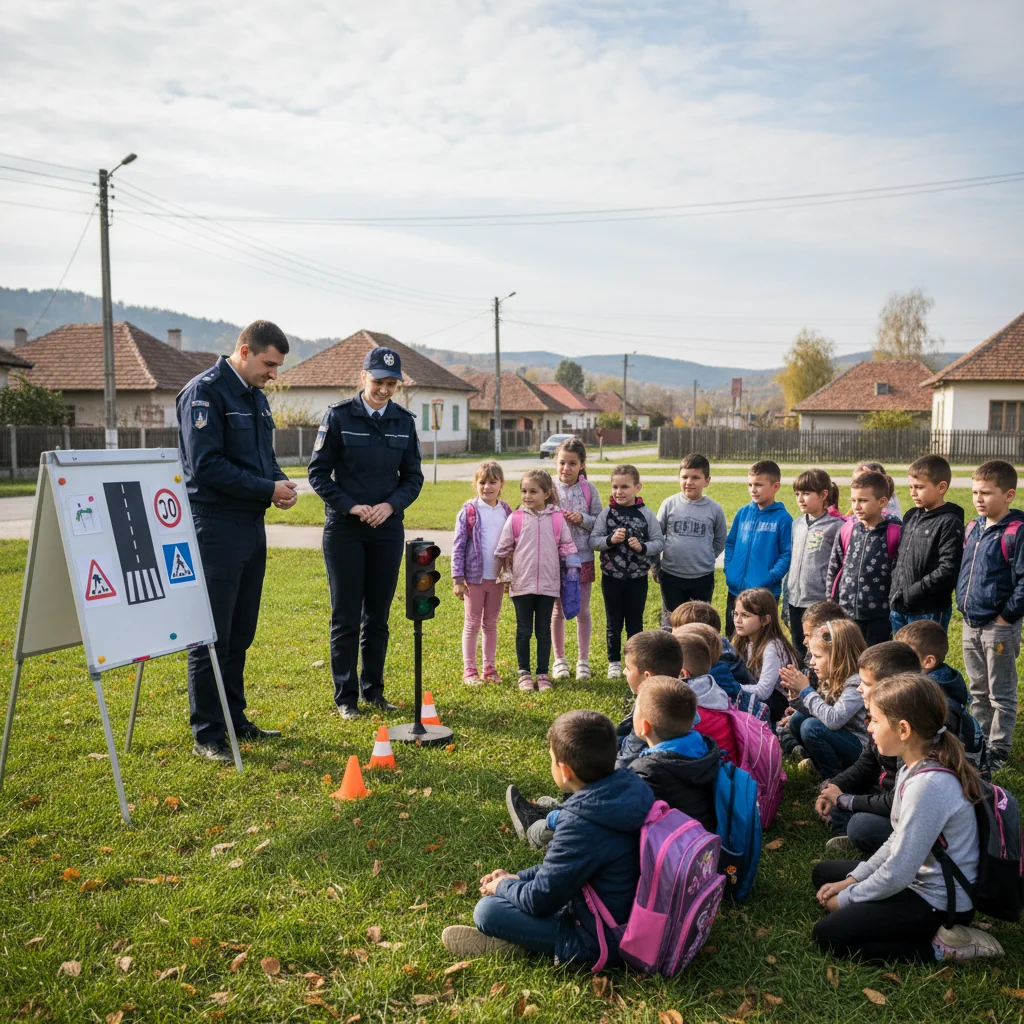 Polițiștii din Bărbătești susțin lecții de siguranță rutieră pentru elevi