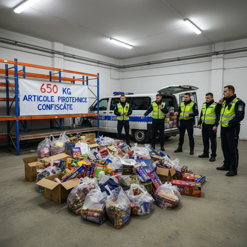 Polițiștii gorjeni au confiscat 650 kg de articole pirotehnice ilegale
