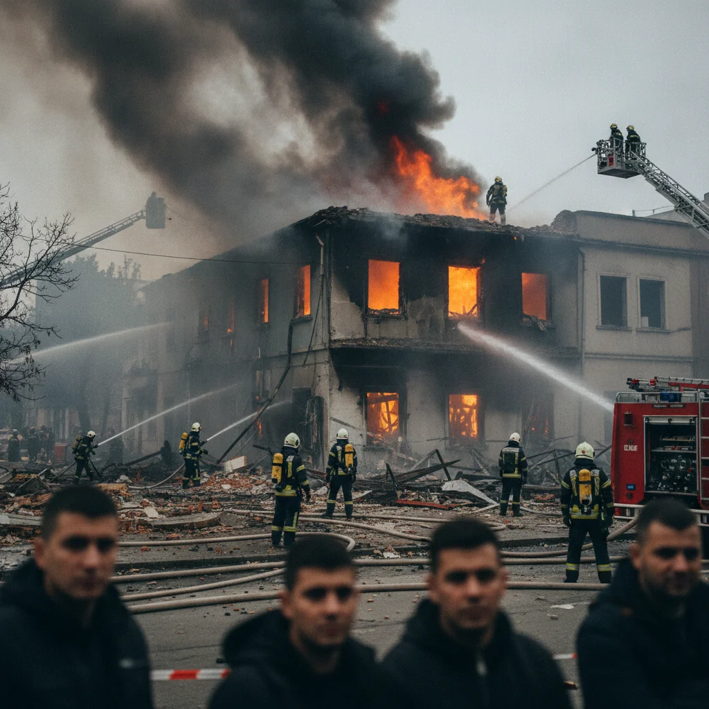 Pompieri din Gorj, mobilizați la incendiul fabricii de celuloză din Severin