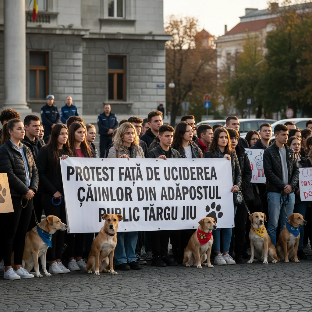 Protest la Târgu Jiu față de eutanasierea câinilor din adăpostul public
