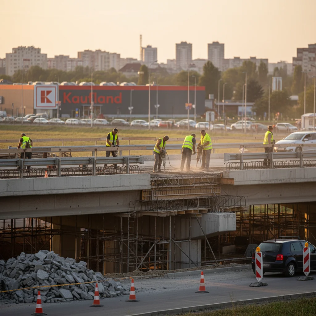 Reparații importante la podul din Târgu Jiu, zona Kaufland