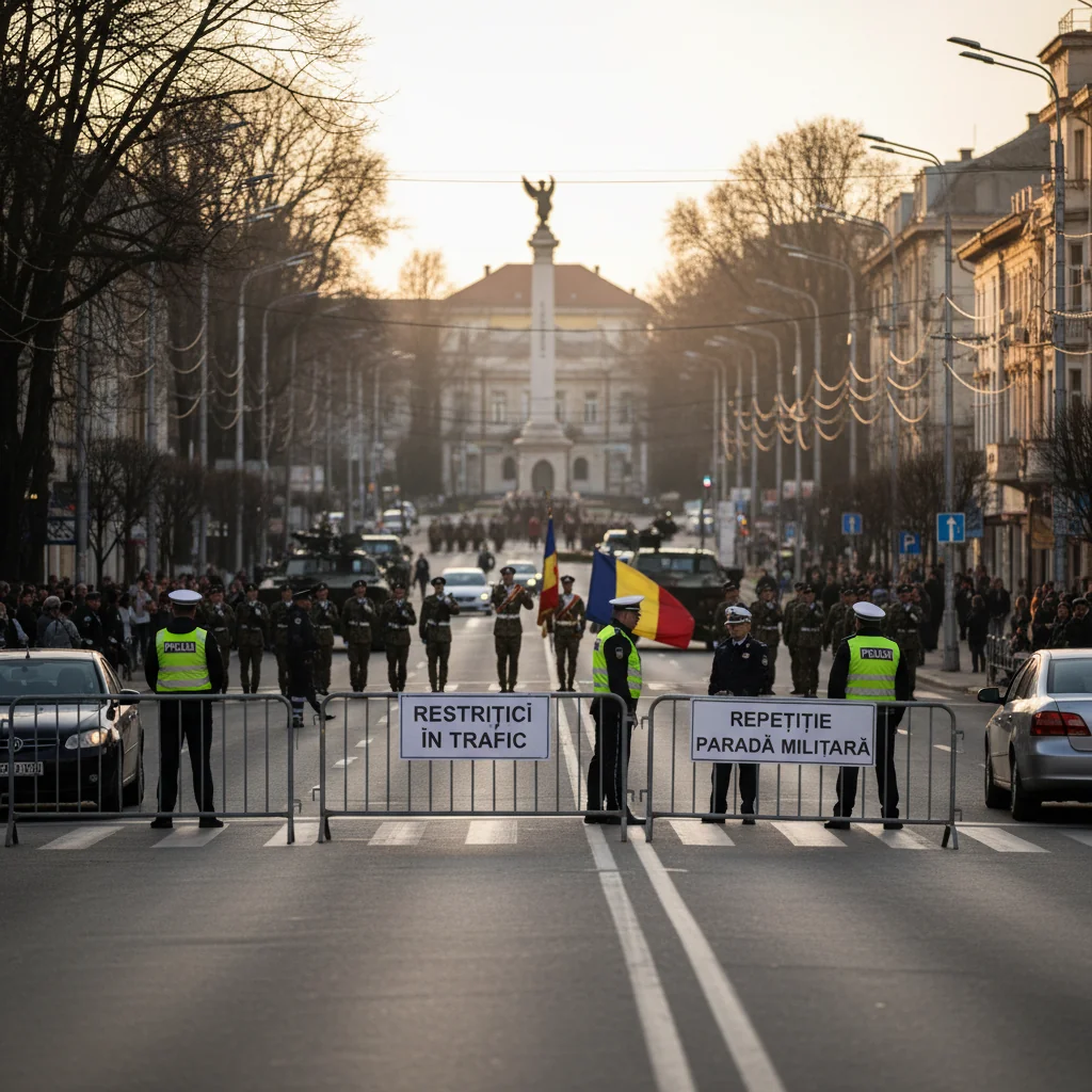 Restricții de circulație în Târgu Jiu mâine pentru repetiția paradei militare