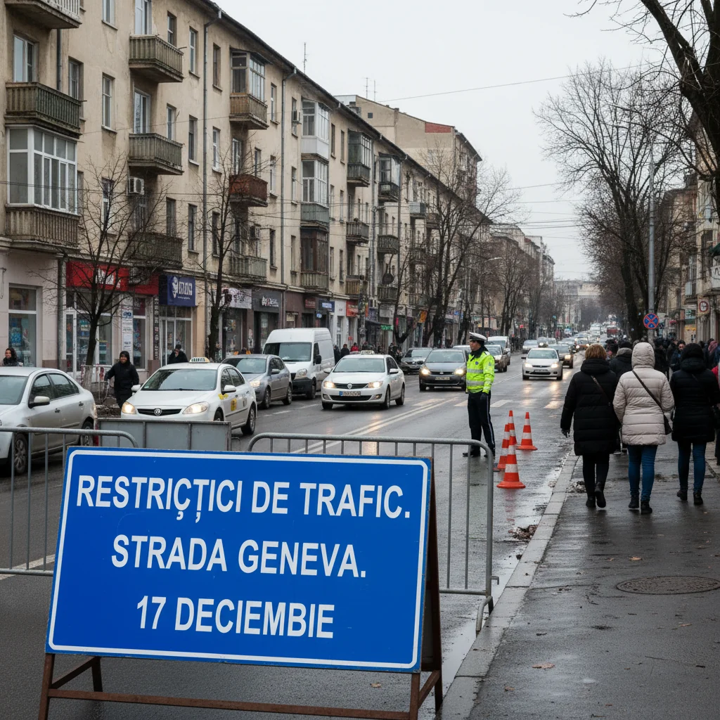 Restricții de circulație pe strada Geneva din Târgu Jiu, 17 decembrie