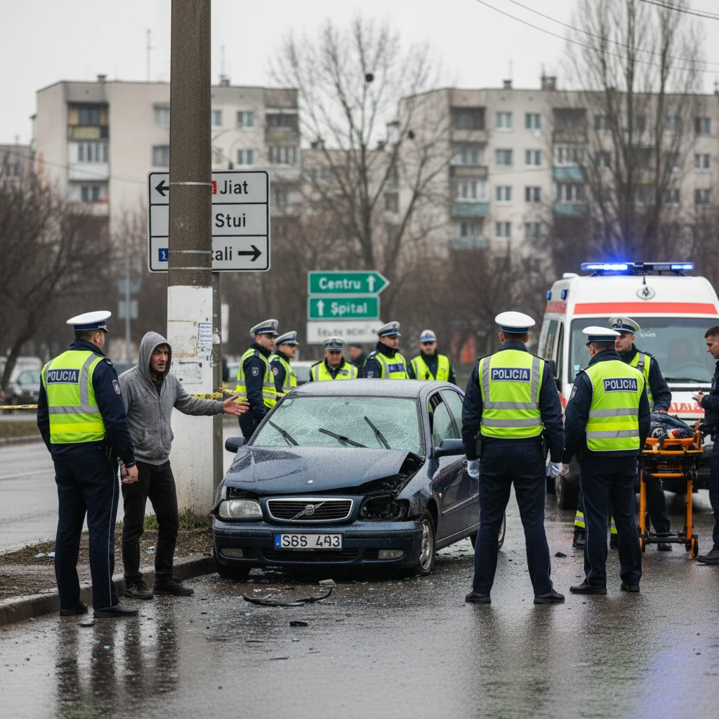 Șofer fără permis și sub influența alcoolului a provocat un accident rutier la Târgu Jiu