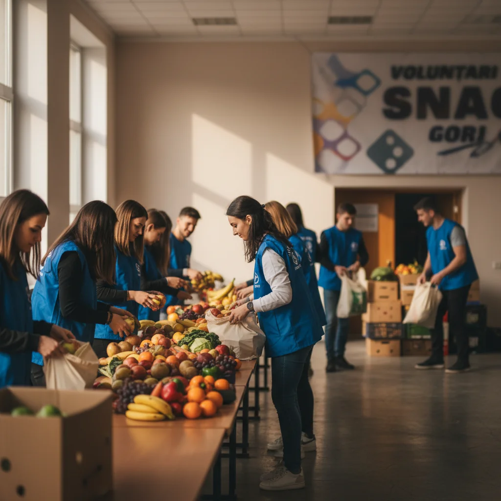Voluntarii SNAC Gorj oferă legume și fructe familiilor și elevilor vulnerabili